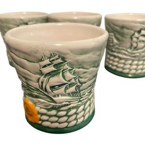 Vintage 1990's Nautical Cutty Sark Clipper Ship Ceramic Whiskey Glasses 4